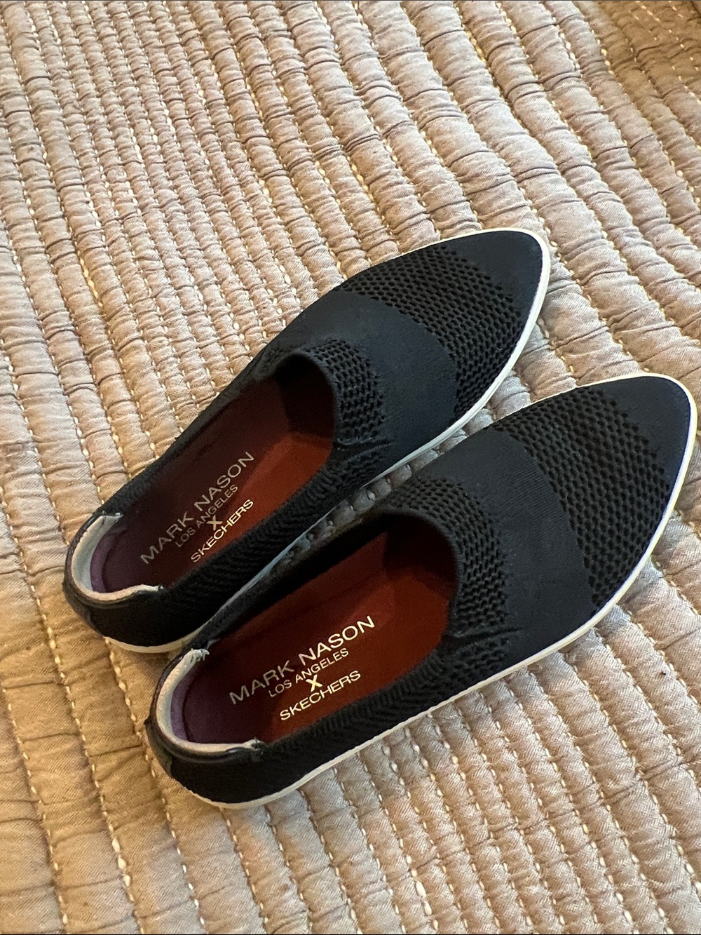 Skechers Mark Nason Black Slip-On Knit Sneakers